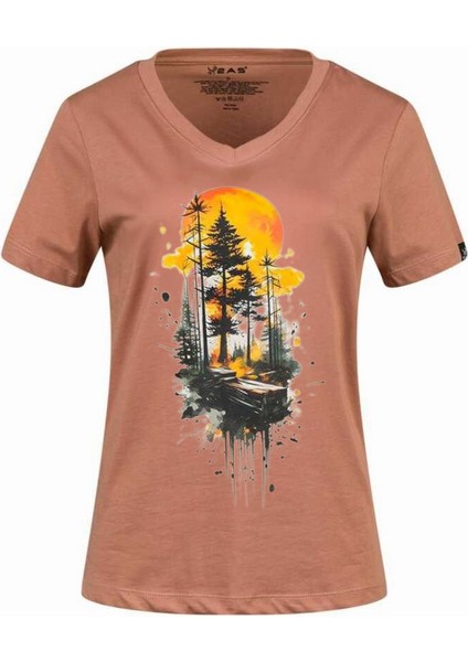 Alone Baskılı V Yaka Kadın T-Shirt 413