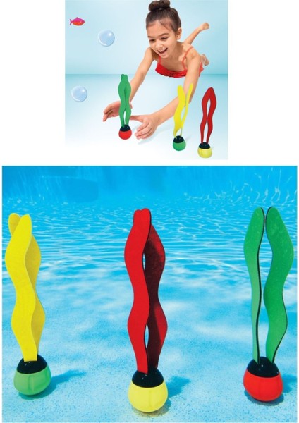 Renkli Havuz Deniz Temalı 3'lü Su Altı Oyuncak Seti fiyatları