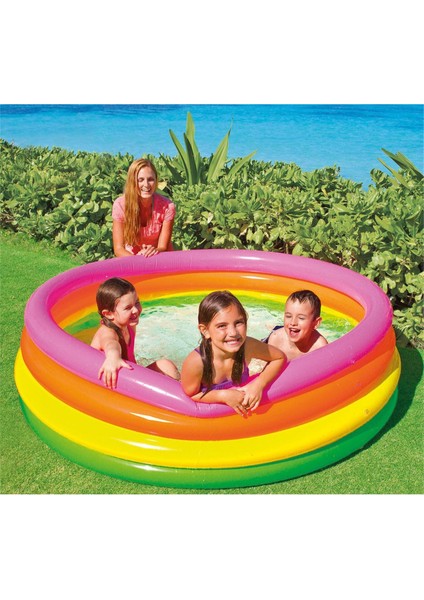 Renkli Dört Halka Yuvarlak Şişme Çocuk Havuzu 522 Litre, 1.57M x 46CM