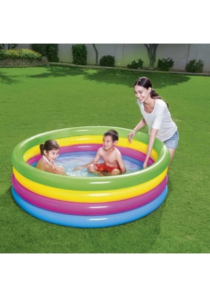 Renkli Dört Halka Yuvarlak Şişme Çocuk Havuzu 522 Litre, 1.57M x 46CM fırsatları