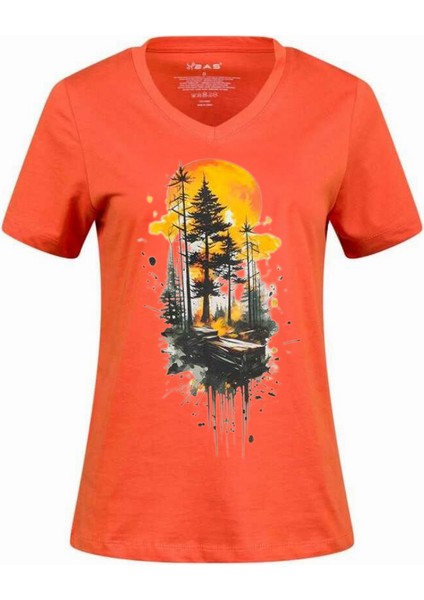 Alone Baskılı V Yaka Kadın T-Shirt 413