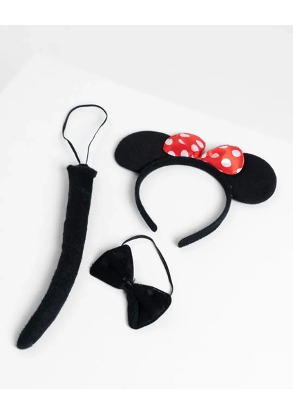 Minnie Mouse Kostüm Seti Taç Kuyruk Papyon Gösteri Seti