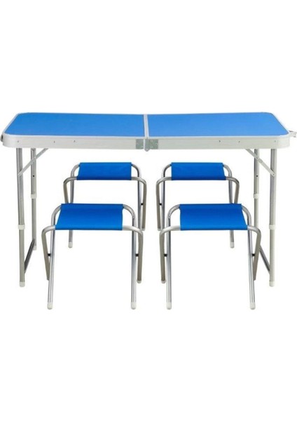 Katlanabilir Alüminyum Kamp Masası ve 4'lü Tabure Seti, Hafif ve Pratik Outdoor Set