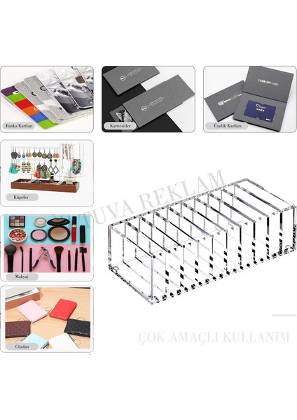 Şeffaf Pleksi Çok Amaçlı Düzenleyici, Makyaj, Takı ve Kart Saklama Alanı fırsatları