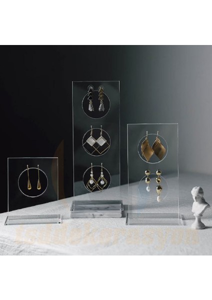 Şeffaf 3'lü Akrilik Küpe ve Mücevher Sergileme Standı, Minimalist Tasarım