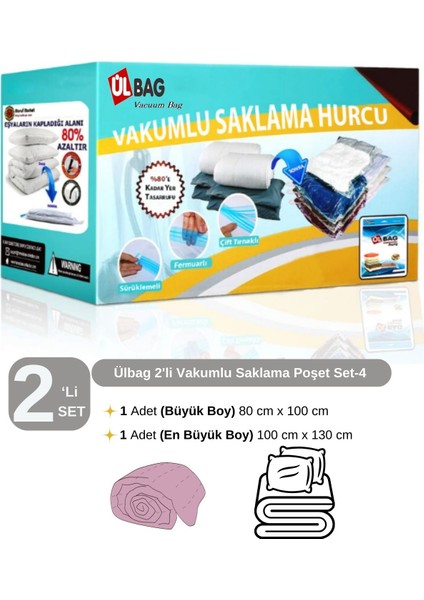 2'li Vakumlu Hurç Seti - Büyük Boy, Battaniye ve Yorgan Saklama Poşeti