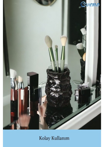 Şık Siyah Makyaj Organizeri ve Fırçalık, Düzenli ve Kullanışlı Tasarım modelleri