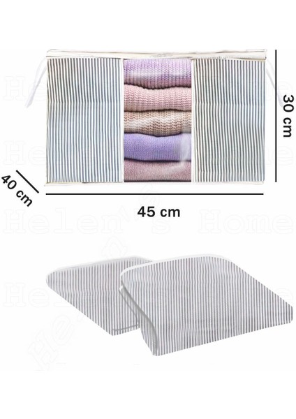 6 Adet Gri Çizgili Pencereli Giysi Kutusu, 45X40X30 Cm, Şık ve Pratik Saklama Çözümü fiyatları