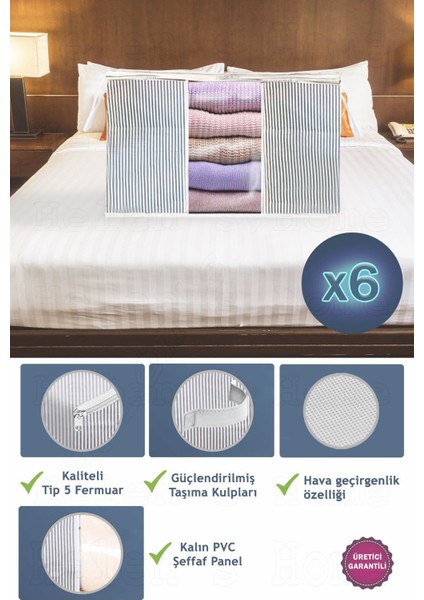 6 Adet Gri Çizgili Pencereli Giysi Kutusu, 45X40X30 Cm, Şık ve Pratik Saklama Çözümü modelleri