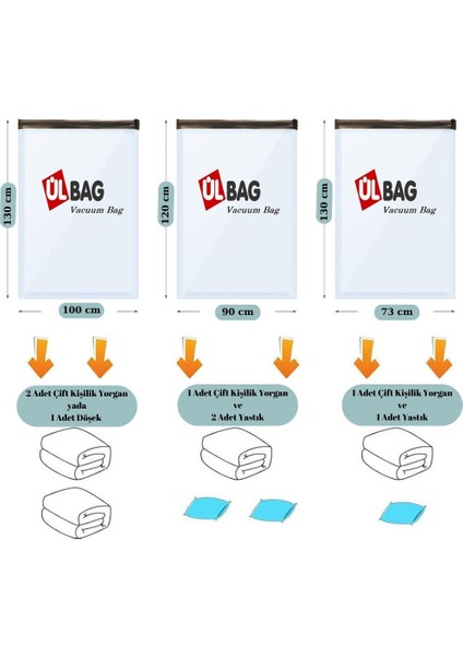 6'lı Jumbo Büyük Boy Vakumlu Hurç Seti, Yorgan, Elbise, Yatak Örtüsü Için Ideal fiyatları