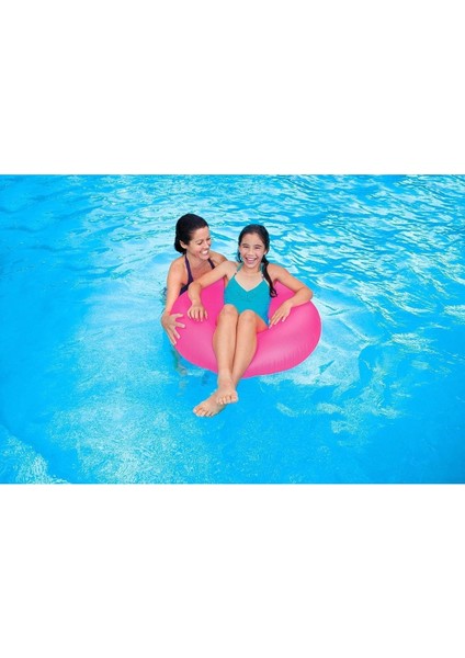 Renkli Fosforlu 91 cm Şişme Deniz Simidi Neon Pembe