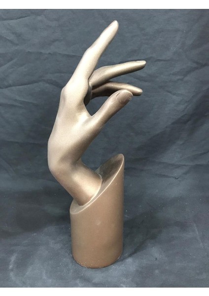 Kahve Renkli Polyester Bileklik ve Yüzük Takı Seti El Manken ile Sergileme