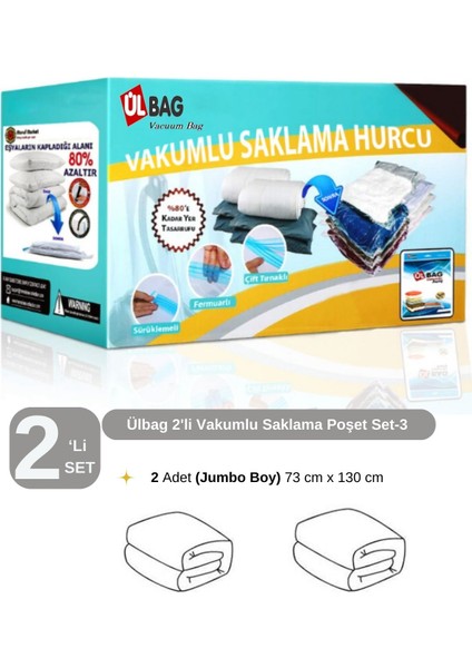 Iki Parça Vakumlu Hurç Seti 73X130 Cm, Şeffaf Organize Çanta