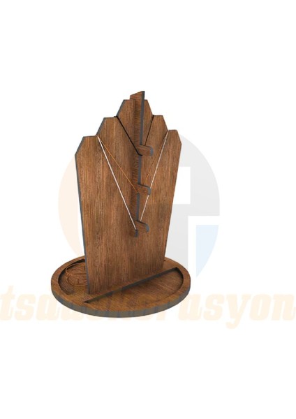 Ceviz Renkli Ahşap Takı Sergileme ve Düzenleme Standı modelleri