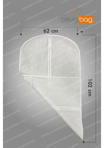 Beyaz Takım Elbise Kılıfı 5'li, 62X102 Cm, Hafif ve Dayanıklı, Şık Koruma Seti