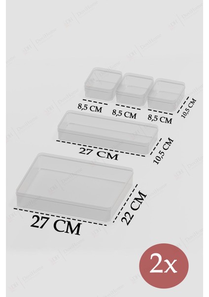 10'lu Şeffaf Modüler Dolap Içi Organize Seti, Çekmecede Düzen Sağlar fiyatları
