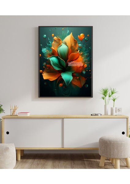 Metal Çerçeveli Gerçek Camlı Tablo Çiçek Modeli