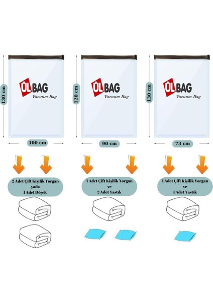 6'lı Kışlık Ekstra Kalın Vakumlu Hurç Seti, Şeffaf, 75 Mikron, Farklı Boyutlar fiyatları