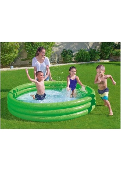 Yeşil Renkli 3 Boğum Şişme Havuz 122X25CM, Bahçe ve Yaz Keyfi Için Ideal