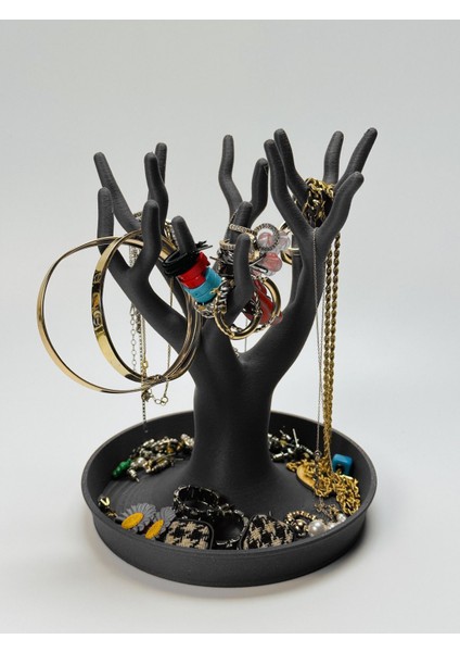 Şık Ağaç Takı Düzenleyici, Çoklu Bölmeli, Sert Plastik, Gri Renk modelleri