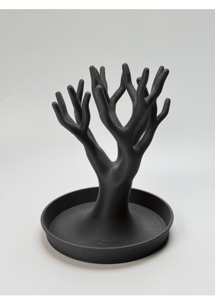 Şık Ağaç Takı Düzenleyici, Çoklu Bölmeli, Sert Plastik, Gri Renk