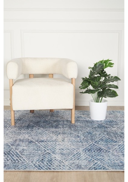 Dokuma Şönil Dijital Baskı Kolay Temizlenir Mutfak Antre Oturma Odası Mavi Halı