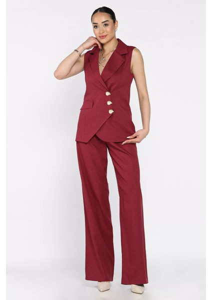 Kruvaze Yaka Astarlı Yelek Pantolon Ikili Takım P-00017426 fiyatları