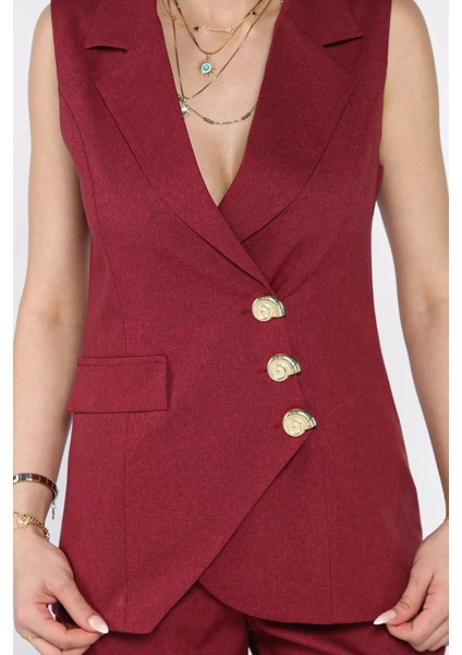 Kruvaze Yaka Astarlı Yelek Pantolon Ikili Takım P-00017426 fırsatları