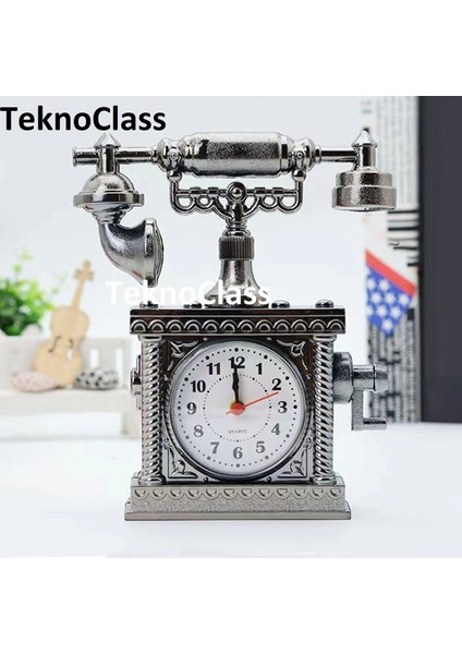 Nostaljik Metal Telefon Modeli Dekoratif Masa Saati, Şık ve Şirin Tasarım