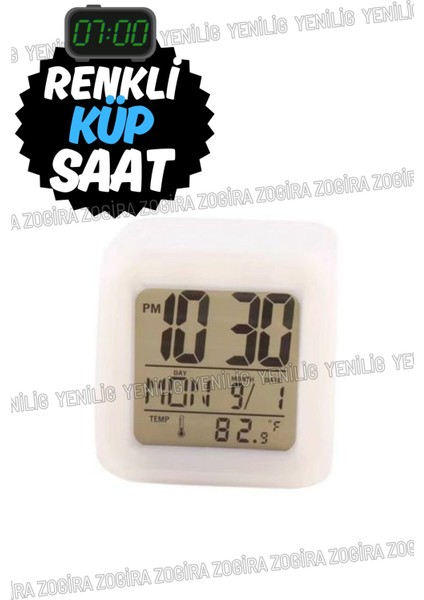7 Renkli Dijital Küp Çalar Saat, Çocuk Odası Için Modern ve Çok Fonksiyonlu fiyatları