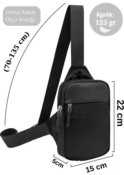 Unisex Impertex Kumaş Telefon Bölmeli Bel ve Çapraz Omuz Çanta Göğüs Seyahet Günlük Bodybag