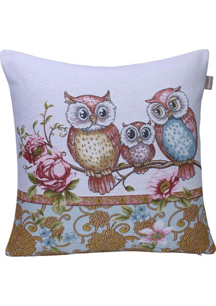 Belıeve Owl Jakarlı Dokuma Goblen Dekoratif Baykuş Kırlent 45*45