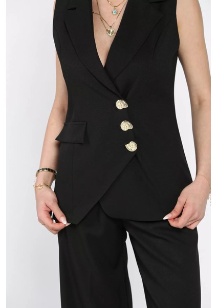 Kruvaze Yaka Astarlı Yelek Pantolon Ikili Takım P-00017426 fırsatları