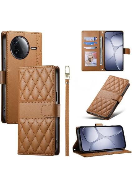 Xiaomi Poco F7 Ultra Zarif Deri Kılıf Için Flip Case Çift Sapanlar Cüzdan (Yurt Dışından)