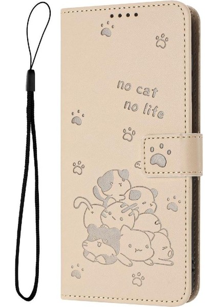 Xiaomi Poco F7 Ultra Sevimli Kedi Kart Tutucu Kickstand Deri Için Flip Case (Yurt Dışından)