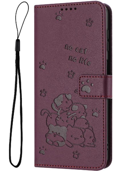 Xiaomi Poco F7 Ultra Sevimli Kedi Kart Tutucu Kickstand Deri Için Flip Case (Yurt Dışından)