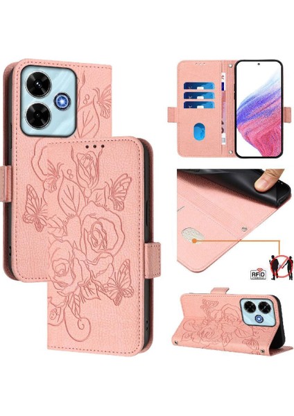 Kredi Kartı ile Xiaomi Poco M6 4g Pu Deri Manyetik Cüzdan Için Kılıf (Yurt Dışından)