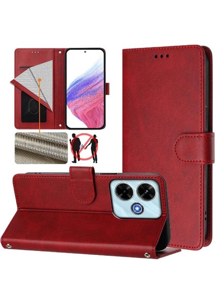 Xiaomi Poco M6 4g Kart Tutucu Manyetik Cüzdan Için Klasik Tarzı Flip Case (Yurt Dışından)