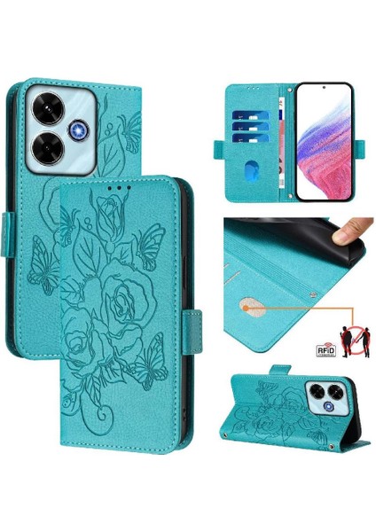 Kredi Kartı ile Xiaomi Poco M6 4g Pu Deri Manyetik Cüzdan Için Kılıf (Yurt Dışından)