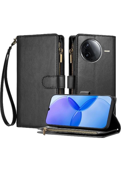 Xiaomi Poco F7 Ultra Pu Deri Cüzdan Fermuar Kart Yuvaları Için Kılıf Folio (Yurt Dışından)