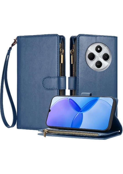 Xiaomi Poco C75 Kart Yuvaları Için Kılıf Cüzdan Fermuar Folio Kapak Pu Deri (Yurt Dışından)