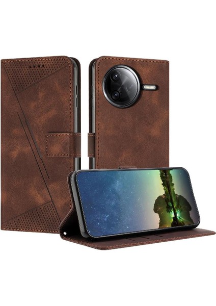 Xiaomi Poco F7 Pro Kickstand Pu Deri Cüzdan Kart Ekleme Için Flip Case (Yurt Dışından)