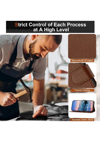 Xiaomi Poco C75 Litchi Desen Cüzdan Kart Yuvaları Tutucu Pu Için Telefon Kılıfı (Yurt Dışından)