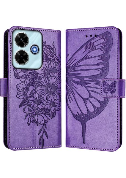 Xiaomi Poco M6 4g Kabartma Kelebek Premium Deri Manyetik Için Kılıf (Yurt Dışından) fırsatları