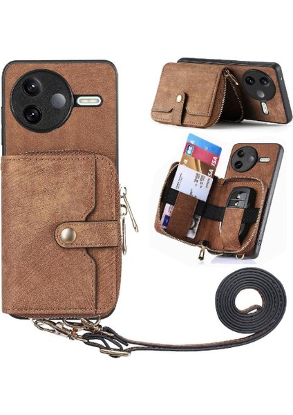 Xiaomi Poco F7 Pro Fermuar Kapatma Ayarlanabilir Kordon Standı 7 Kart (Yurt Dışından)