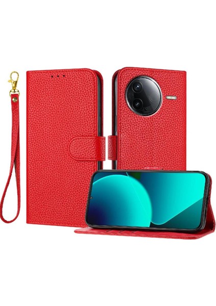 Xiaomi Poco F7 Pro Cüzdan Kart Yuvaları Için Telefon Kılıfı Tutucu Litchi Desen (Yurt Dışından)