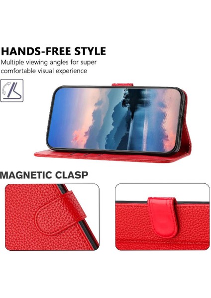 Xiaomi Poco F7 Pro Cüzdan Kart Yuvaları Için Telefon Kılıfı Tutucu Litchi Desen (Yurt Dışından)