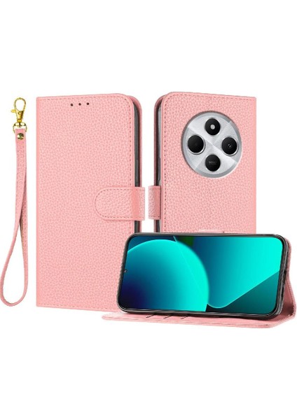 Xiaomi Poco C75 Litchi Desen Cüzdan Kart Yuvaları Tutucu Pu Için Telefon Kılıfı (Yurt Dışından)