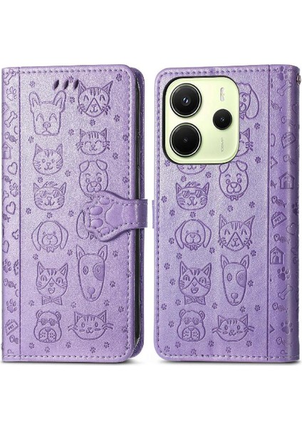 Xiaomi Redmi Note 14 4g Karikatür Hayvanlar Için Kılıf Kapak Kapak Kısa Kayış (Yurt Dışından)