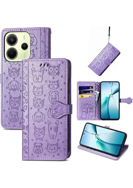 Xiaomi Redmi Note 14 4g Karikatür Hayvanlar Için Kılıf Kapak Kapak Kısa Kayış (Yurt Dışından)